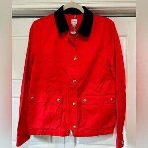 JCrew NWT Red Nautical Lightweight Jacket w/ Corduroy collar & cuffs Women S